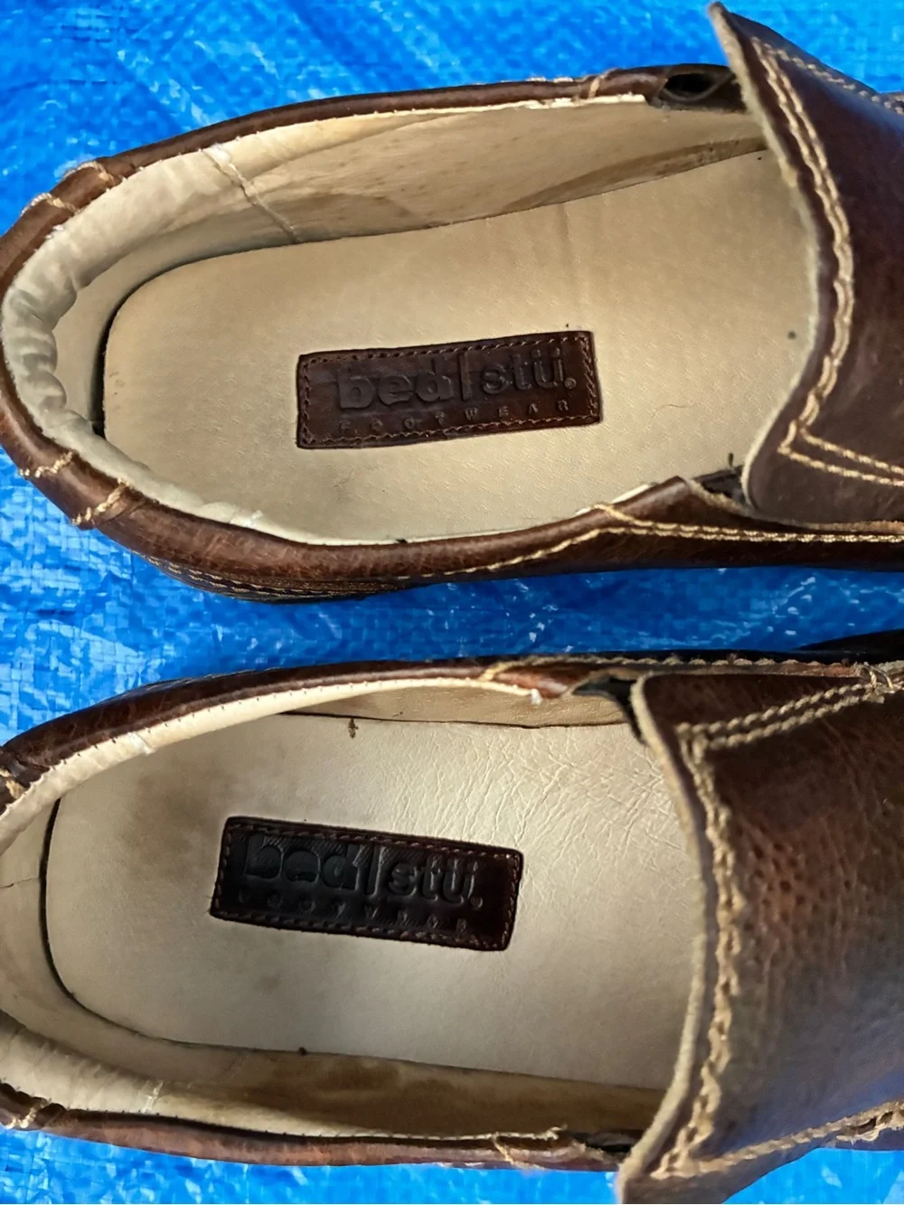 BED|STU Dark Brown Leather Slip-On Moccasin Loafers